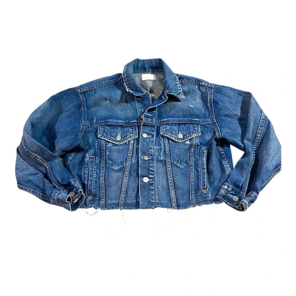 Boyish The Harvey Jean Jacket Distressed Sz XS Cropped